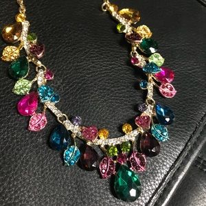 Multi colored beaded choker style necklace.